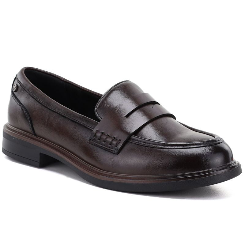 Brown leather loafers, loafers, Vinceza 133119