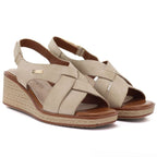 Beige Sergio Leone SK297 women's leather wedge sandals LEONE