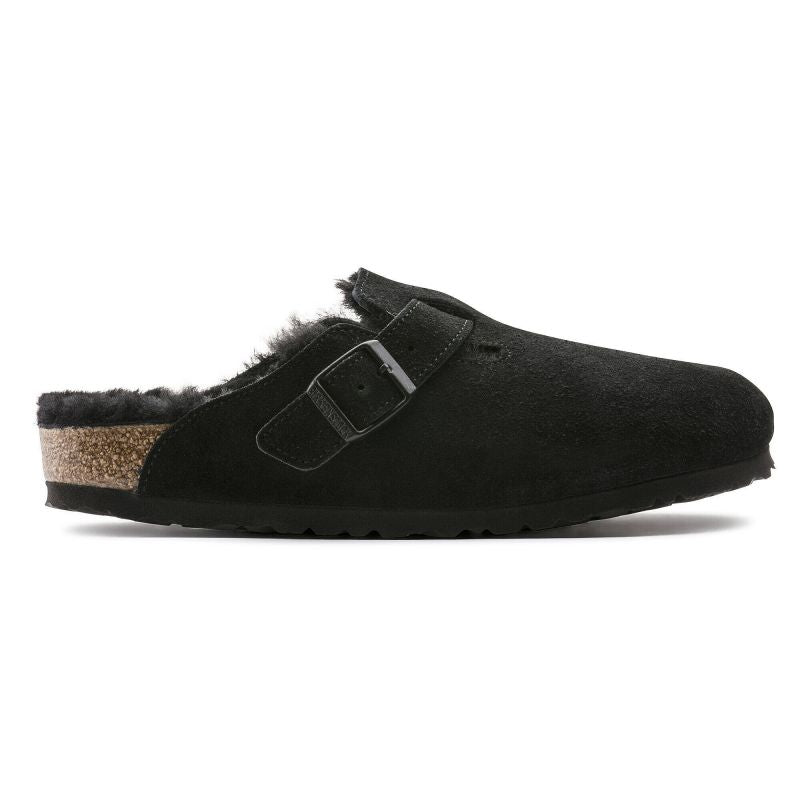 Birkenstock Boston Shearling Black Women's Wool Insulated Clogs in Suede Leather Narrow (0259883) In preparation Your Sports Performance