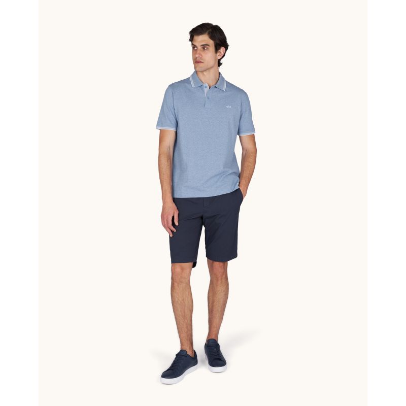 Paul&Shark Men's Cotton Button-Up Polo Shirt, Steel Blue 25411205-991