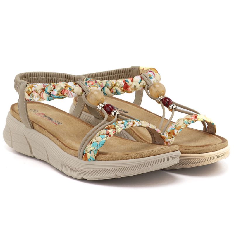 Women's beige wedge sandals Artiker 58C0001