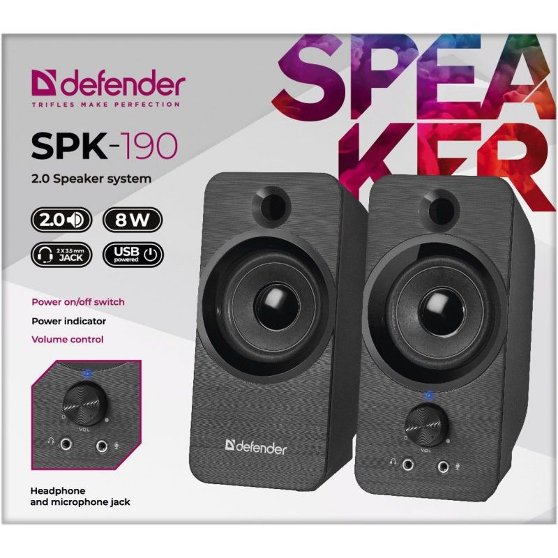 DEFENDER SPK-190 2.0 8W USB SPEAKERS 65190 Głośniki, kolumny, słuchawki/Głośniki i zestawy głośnikowe Your Sports Performance