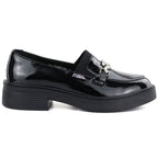 Women's leather lords moccasins with thick soles, black Vinceza 39985 Vinceza
