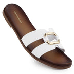 Women's slippers with decoration, white, Sergio Leone SK077H Footwear Your Sports Performance