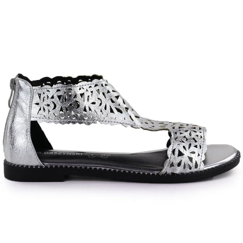 Women's openwork silver sandals M.Daszyński MR24148-2 M. Daszyński
