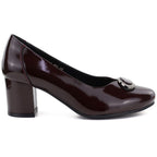 Burgundy patent leather pumps on a block heel Potocki JE19511