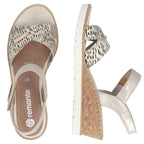 Women's gold leather wedge sandals Remonte R6266-90 Remonte