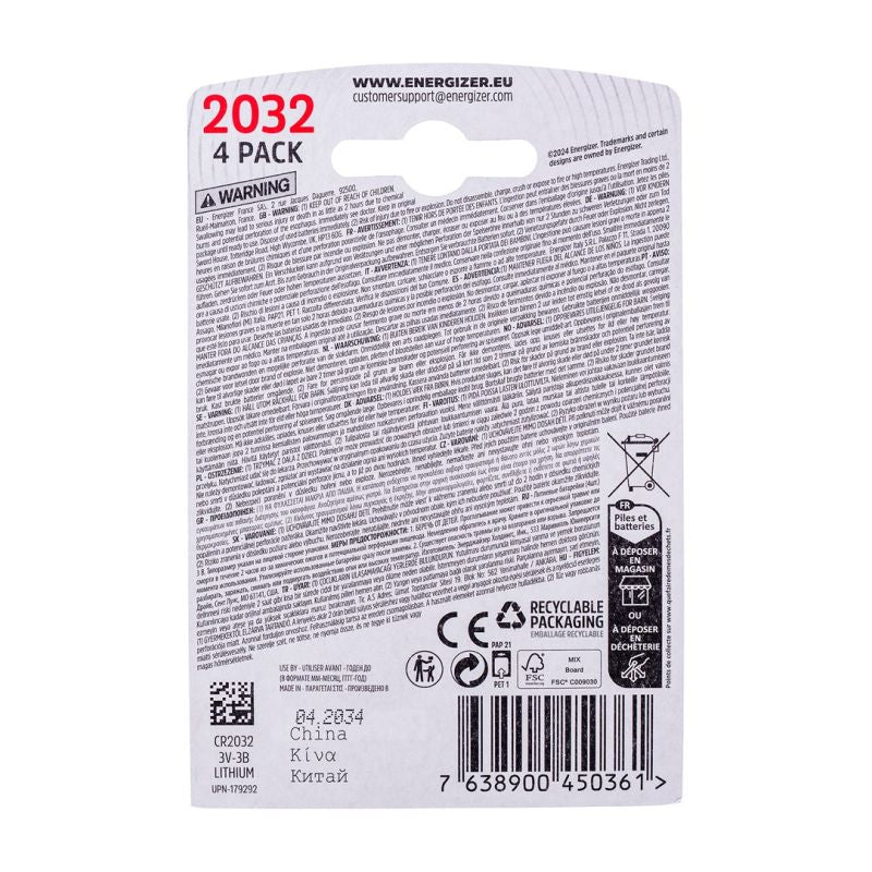 ENERGIZER SPECIALIST BATTERY CR2032, 4 pieces, 3V, ECO Baterie, akumulatorki i ładowarki/Baterie Your Sports Performance