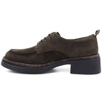 Women’s chocolate-brown leather block-heel loafers Artiker 59C0457