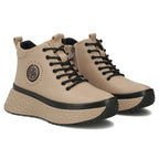 Leather ankle boots on the platform, insulated, beige, Filippo DBT7998