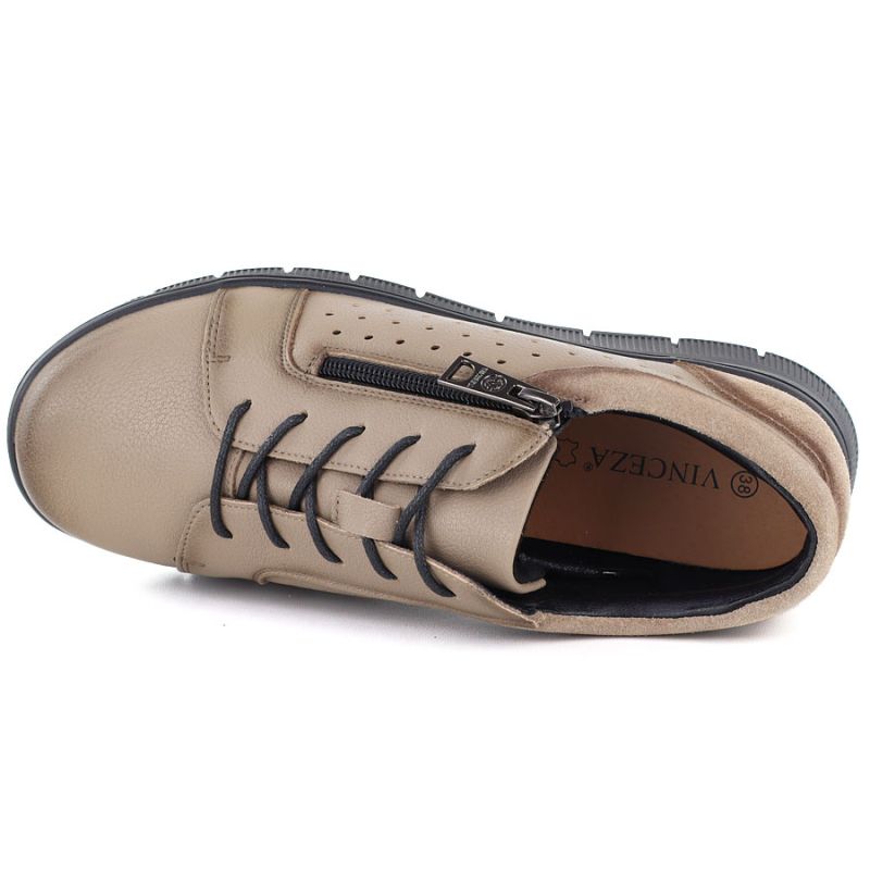 Women's leather openwork wedge shoes, beige, Vinceza 39977 To be categorized Your Sports Performance