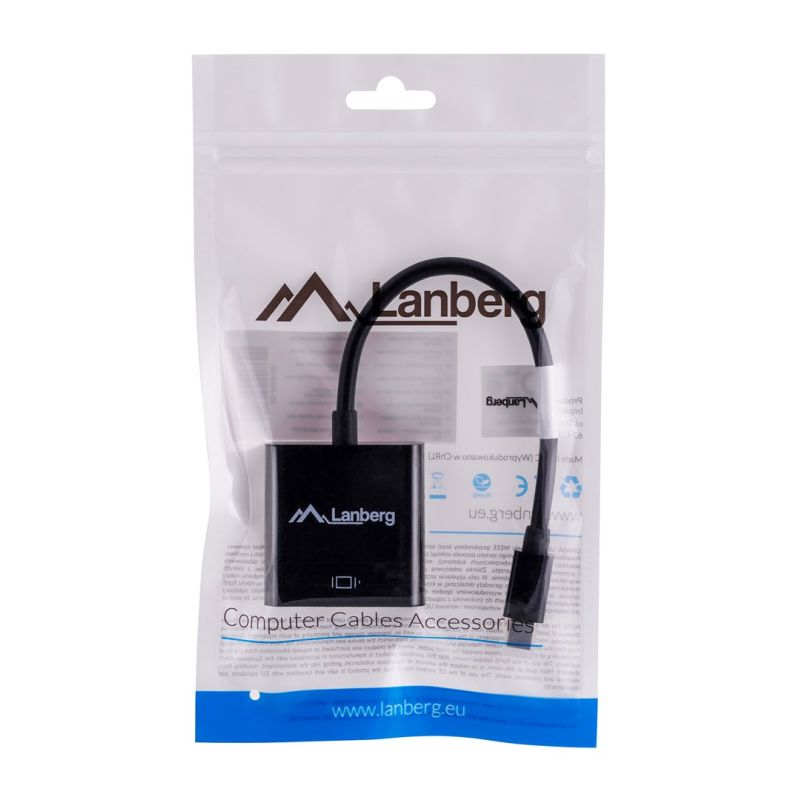 Lanberg AD-0006-BK adapter (Mini DisplayPort M - D-Sub (VGA) F; 0.20m; black) Kable i adaptery/Adaptery, przejściówki Your Sports Performance
