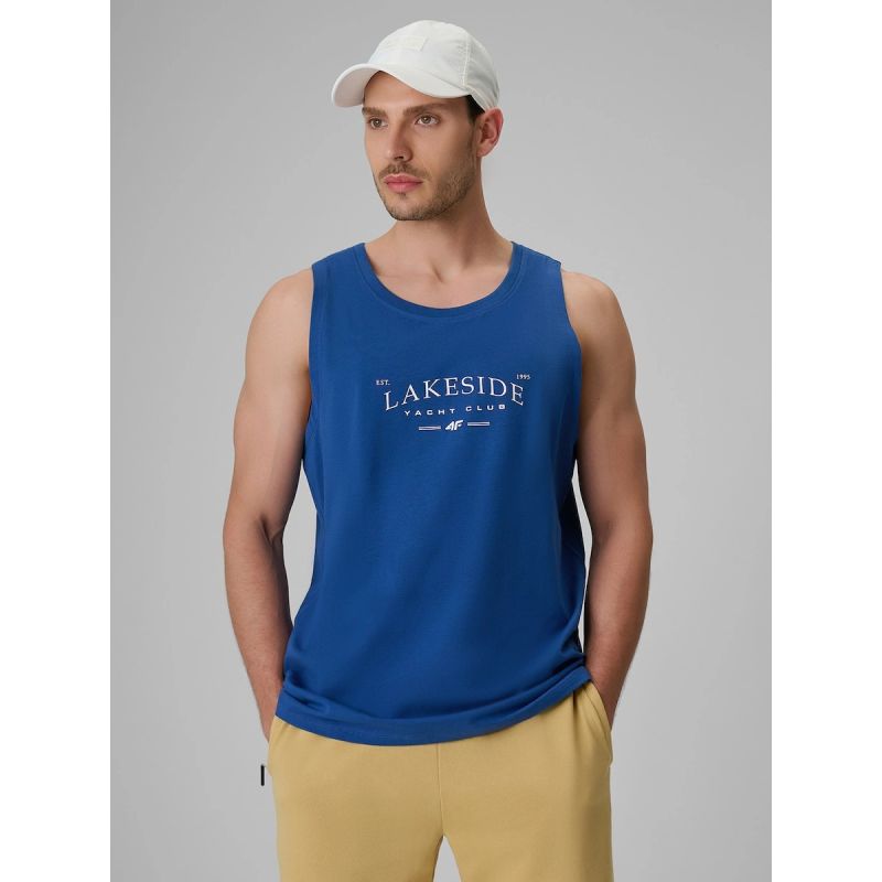Men's regular sleeveless shirt with print 4F 4FRSS26TSLEM331-033S 4f