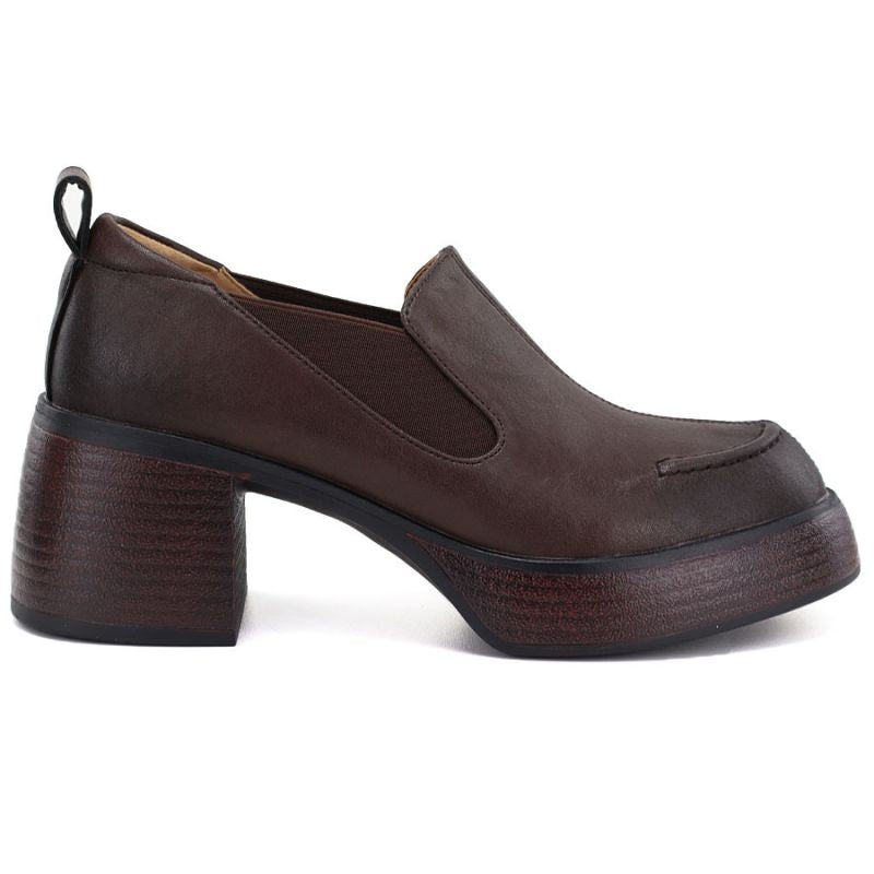 Women's brown leather high-heeled shoes D&A S.Barski CR62-3525