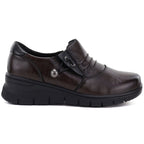 Women's brown leather wedge shoes Vinceza 133118