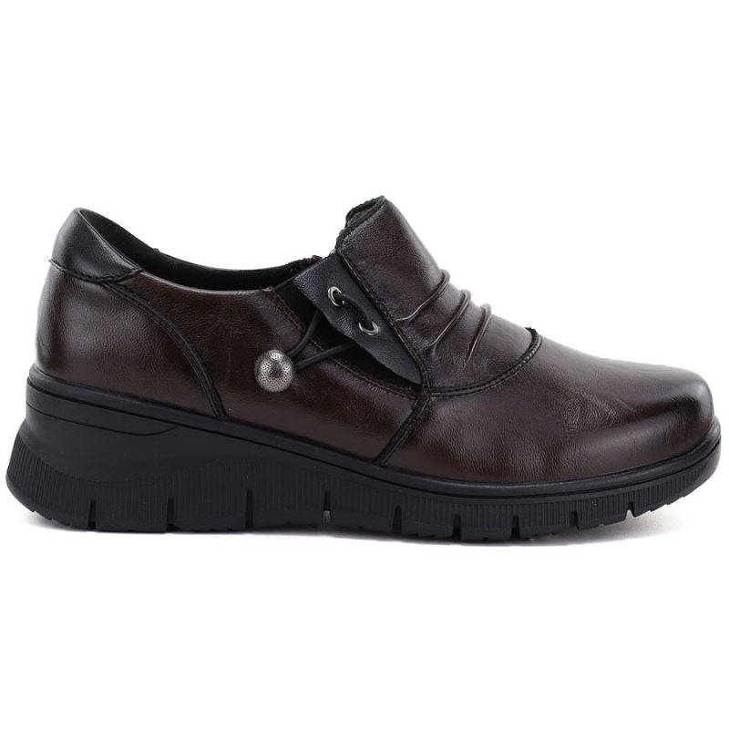 Women's brown leather wedge shoes Vinceza 133118