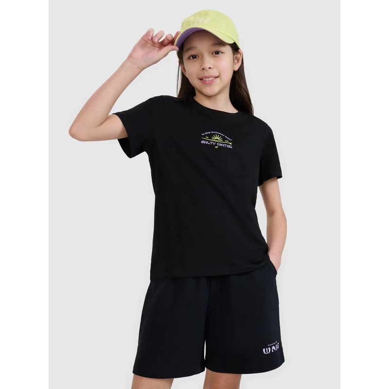 Girls' regular printed T-shirt 4F 4FJWSS25TTSHF1871-20S *Kategoria tymczasowa Your Sports Performance