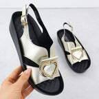 Women's gold leather wedge sandals S.Barski KV51-031 Footwear Your Sports Performance