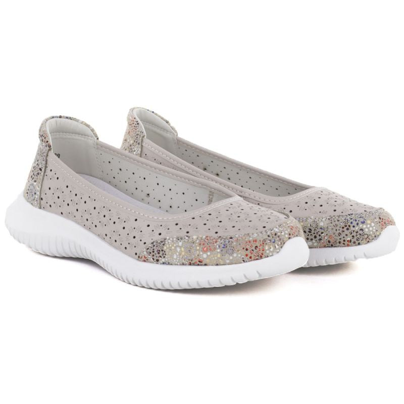 Women's leather openwork shoes in beige S.Barski 7035 S.Barski