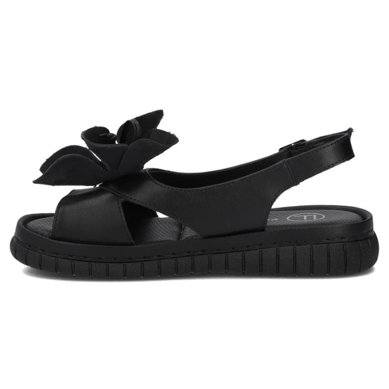 Women's leather wedge sandals, black, Filippo DS6965