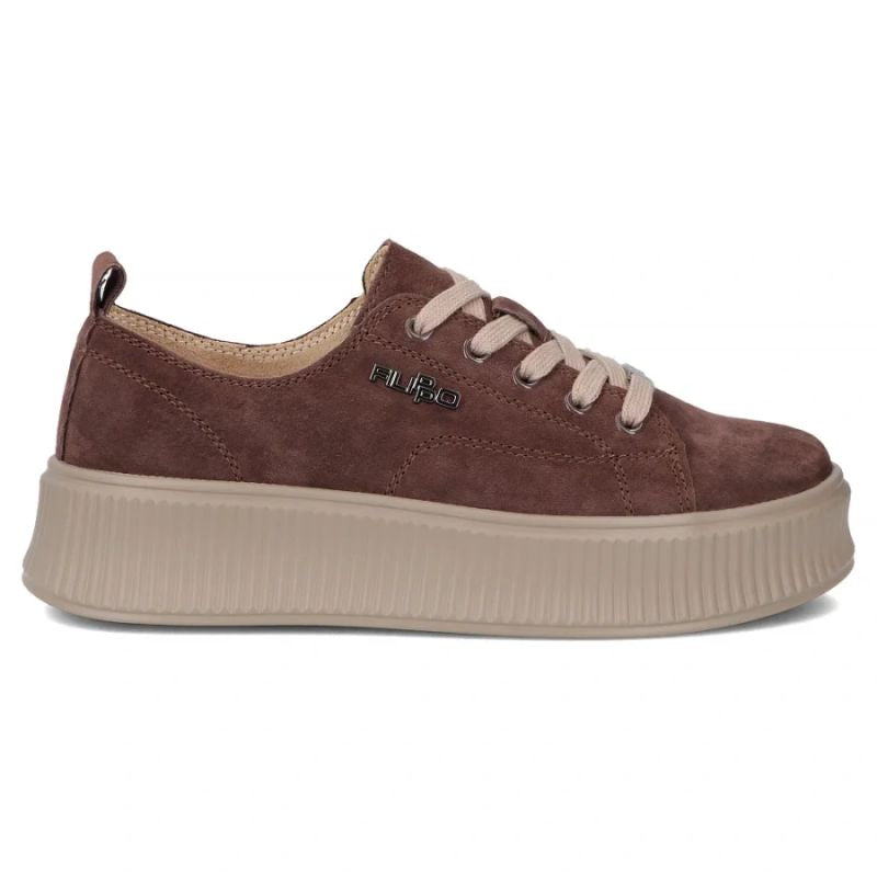 Women's brown leather sneakers on the platform Filippo DP7982