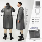Perletti Women’s Trench Raincoat, Grey, with Hood, Size S
