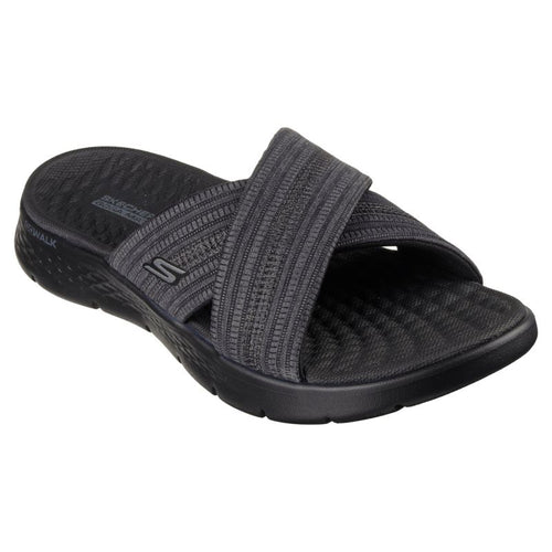 Skechers Women's Flip-Flops GO WALK FLEX SANDAL IMPRESSED 141420 BKGY Skechers