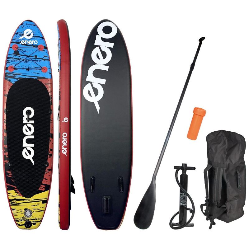 SET - SUP BOARD 135KG INFLATABLE ENERO 300x76x15CM BLACK Accessories Your Sports Performance