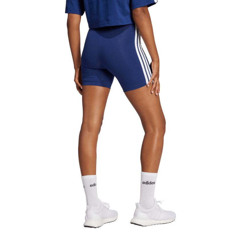 Women's adidas Essentials 3-Stripes High Waisted Biker Shorts Blue JE1225