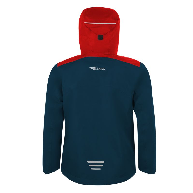 Trollkids Kids Bergen Jacket Rain Jacket for Boys/Girls bright red/mystic blue (610-410)