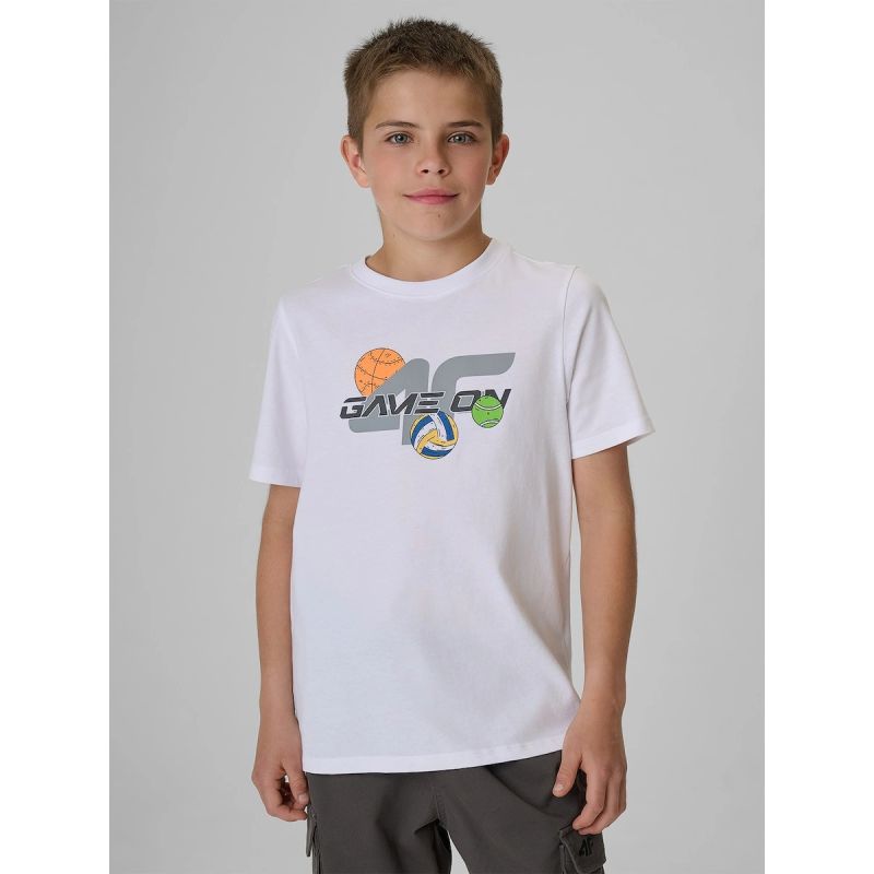 Boys' regular-fit printed T-shirt 4F 4FJRAW26TTSHM4346-10S