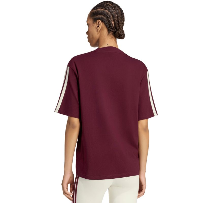 adidas Essentials 3-Stripes Boyfriend Women’s T-Shirt Burgundy KX0793