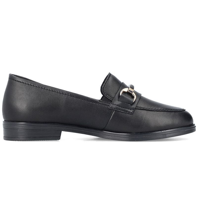 Women's leather moccasin shoes black Rieker 46262-01