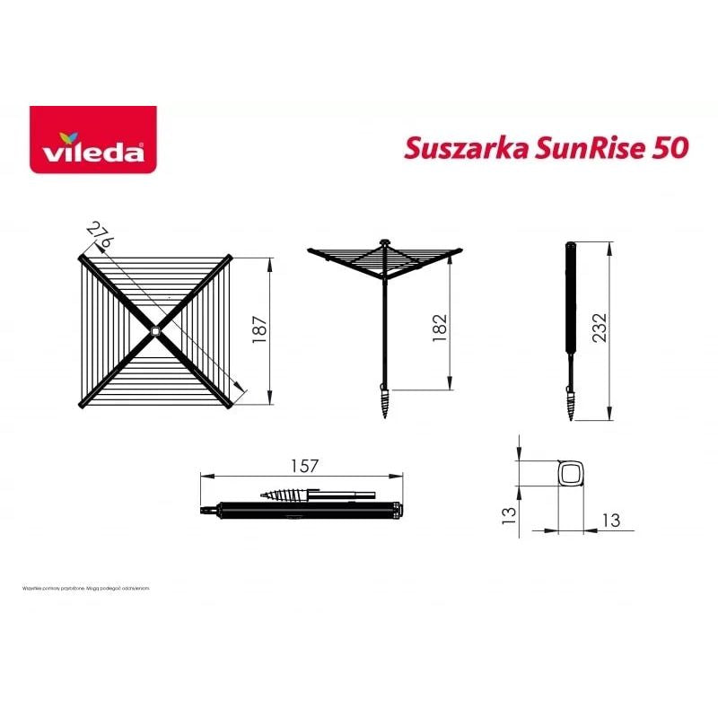 Vileda Sun-Rise outdoor dryer AGD - Produkty/Suszarki łazienkowe i wolnostojące Your Sports Performance