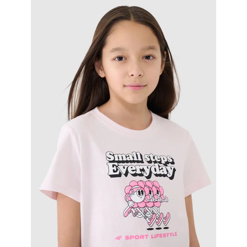 Girls' regular T-shirt with print 4F 4FJRSS25TTSHF2585-12S *Kategoria tymczasowa Your Sports Performance