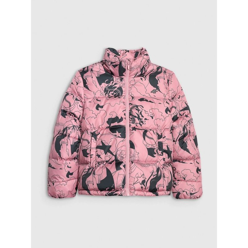 Girls' down jacket with synthetic filling 4F 4FJRAW25TDJAF0748-54A
