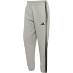 Men's adidas Essentials 3-Stripes Fleece Tapered Cuffed Pants Gray KY4127