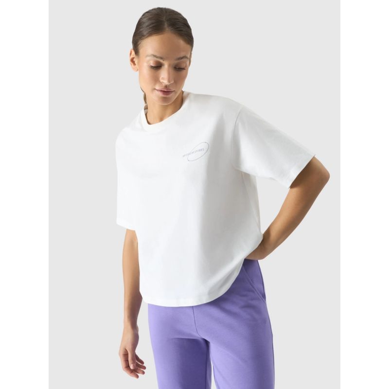 Women's oversize printed T-shirt 4F 4FRSS24TTSHF2089-11S