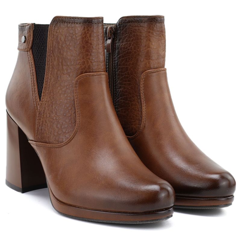 Women's ankle boots with a block heel and platform, insulated, brown, M.Daszyński AF125B-1
