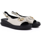 Women's beige leather platform sandals S.Barski 61-6047 S.Barski