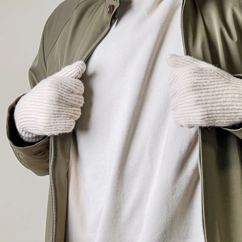 Braided telephone gloves with cutouts for fingers - beige Hurtel
