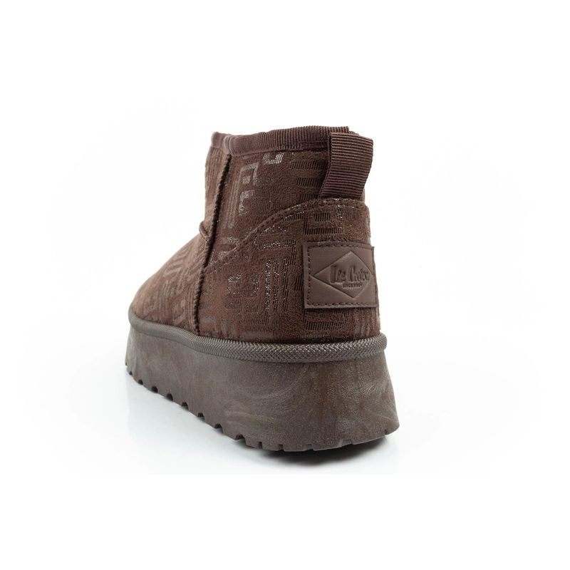 Lee Cooper women's winter snow boots, fashionable fur-lined ankle boots, dark brown Lee Cooper