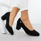Black suede pumps with a block heel Sergio Leone PB178 Footwear Your Sports Performance