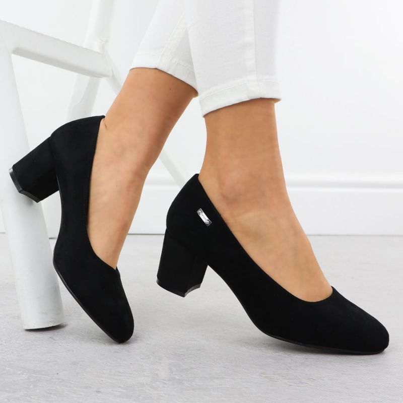 Black suede pumps with a block heel Sergio Leone PB178 Footwear Your Sports Performance