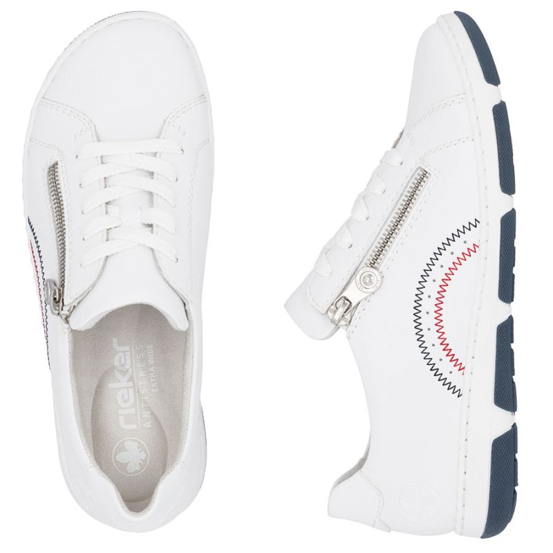 Women's leather ankle boots with zipper, white, Rieker 42424-80 To be categorized Your Sports Performance