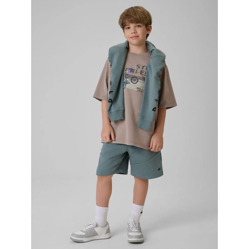 Boy's loose T-shirt with print 4F 4FJRSS26TTSHM4279-25S