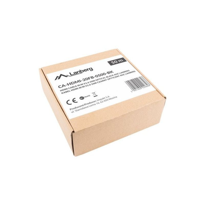 LANBERG HDMI CABLE M/M V2.0 50M OPTICAL AOC CA-HDMI-20FB-0500-BK Kable i adaptery/Kable HDMI Your Sports Performance