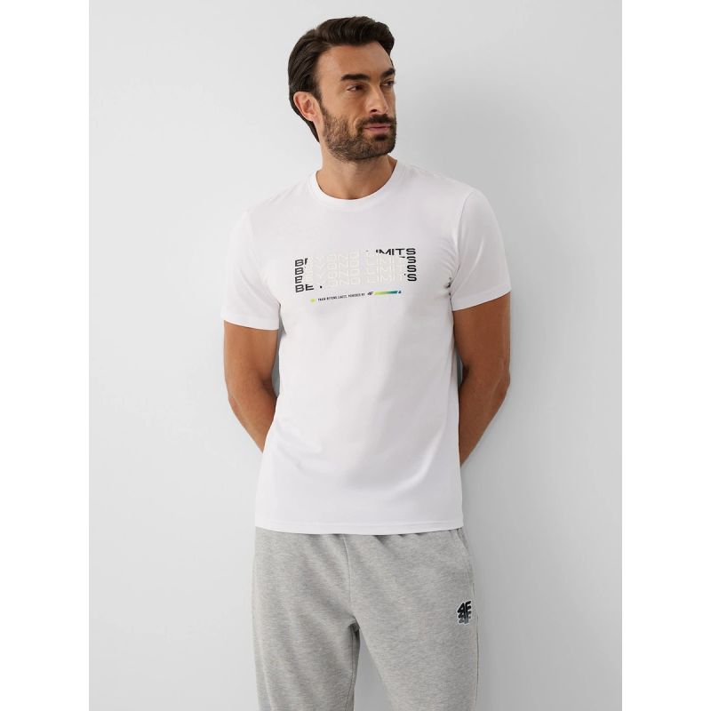 Men's slim T-shirt with print 4F 4FRAW26TTSHM4666-10S