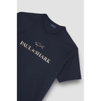 Paul&Shark Men's Cotton T-shirt Navy Blue and Gold 99311007-50E - Classic Cut, Logo
