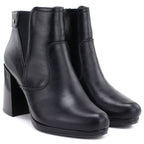 Women's ankle boots with a block heel and platform, insulated, black, M.Daszyński AF125B-1